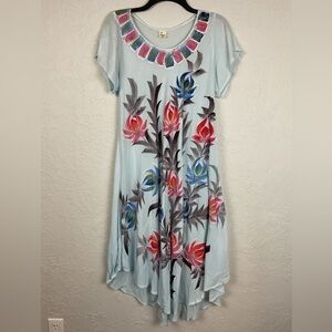 Women’s 7 Islands 100% Rayon Asymmetric Hem Slip On Resort wear Dress Size Med